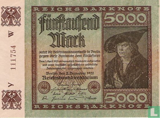Reichsbank 5000 Mark 1922 (S.81a - Ros.80a) - Bild 1