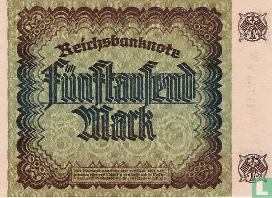 Reichsbank 5000 Mark 1922 (P.81a - Ros.80a) - Image 2