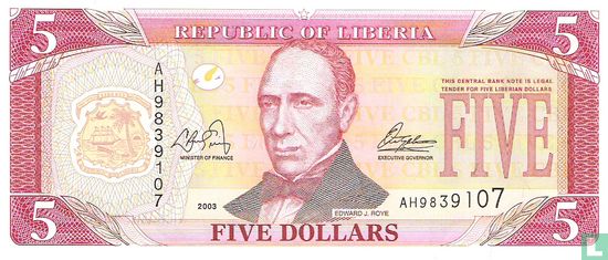 Liberia 5 Dollars - Image 1