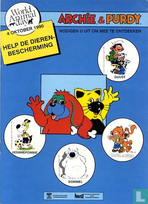Archie & Purdy nodigen u uit om mee te ontdekken - World Animal Day - 4 oktober 1990 - Help de dierenbescherming - Afbeelding 1