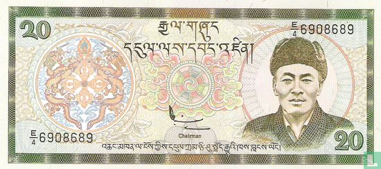 Bhutan 20 Ngultrum (gebrochene Seriennummer mit Präfix) - Bild 1