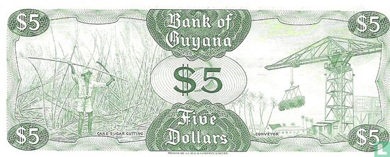 Guyana 5 Dollars ND (1989) - Image 2