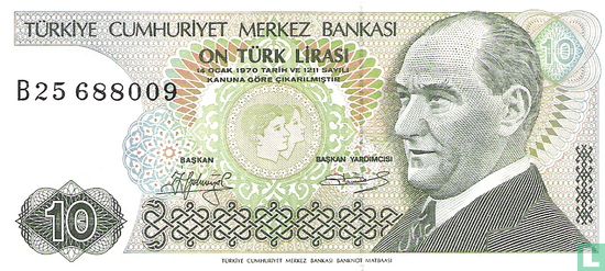 Türkei 10 Lira ND (1979/L1970) P192a2 - Bild 1