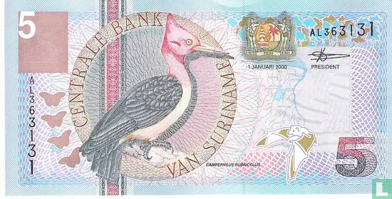 Suriname 5 Gulden  - Image 1