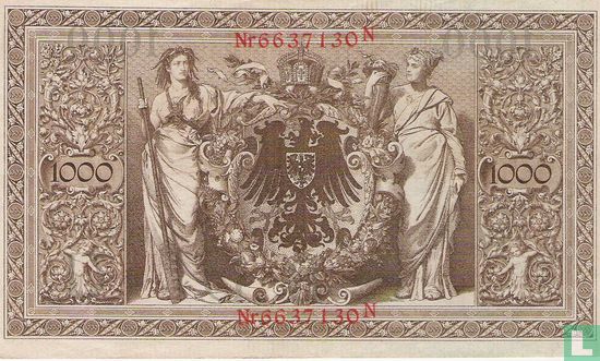 Duitsland Reichsbank, 1000 Mark 1910 (P.44b - Ros.45d) - Afbeelding 2