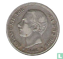 Spanje 2 peseta 1882 - Afbeelding 1