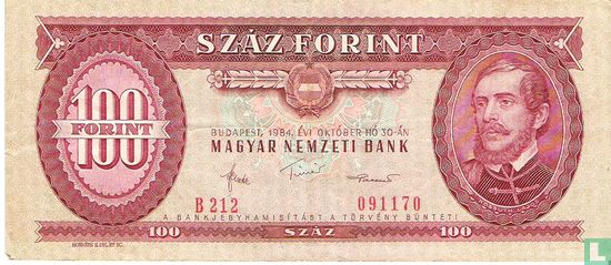 Hongrie 100 Forint 1984 - Image 1