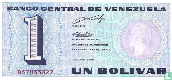Venezuela 1 Bolívar 1989 - Image 1