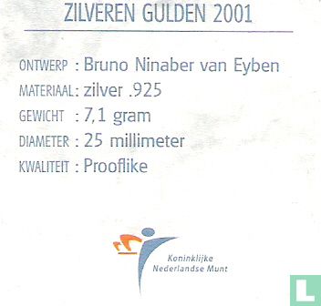 Netherlands 1 gulden 2001 (PROOFLIKE - silver) - Image 3