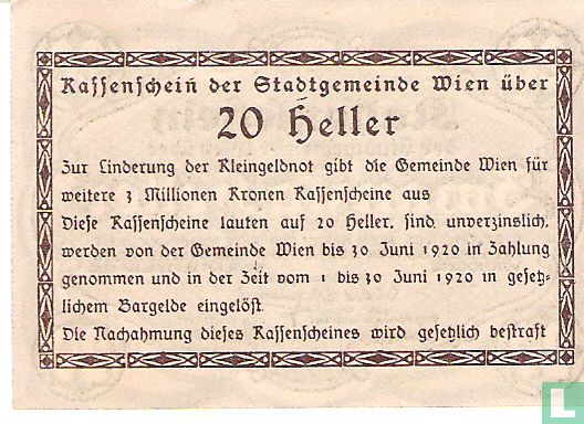 Wien 20 Heller 1920 - Image 2