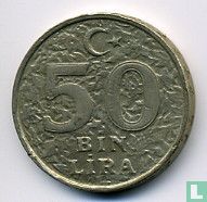 Turkije 50 bin lira 1999 - Afbeelding 2