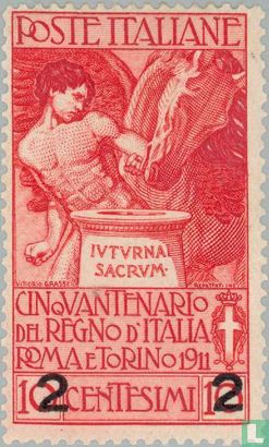 50 jaar Koninkrijk Italië met opdruk