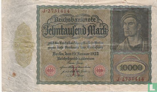 Duitsland 10.000  Mark 1922 (P.70 - Ros.68a) - Afbeelding 1