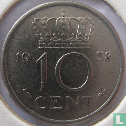 Netherlands 10 cent 1958 - Image 1