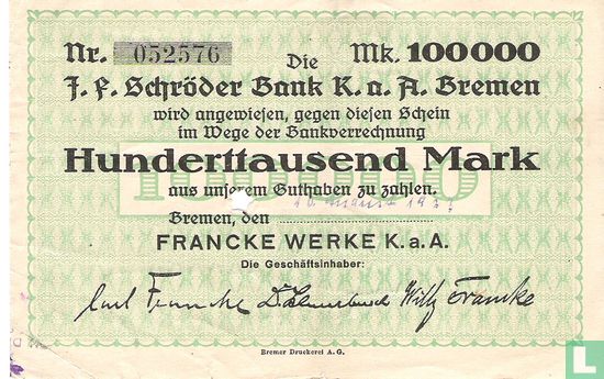 Bremen 100,000 Mark - Image 1