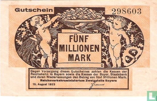 Bayern 5 Miljoen Mark 1923 - Image 1