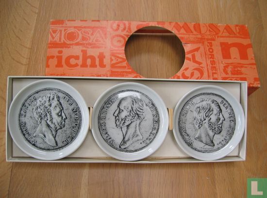Mosa drie schaaltjes met muntafbeelding: Koning Willem, Willem II en Willem III - Image 1