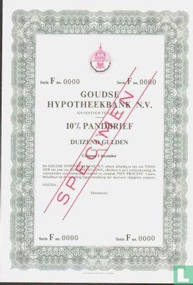 Goudse Hypotheekbank N.V., 10% Pandbrief, 1.000,= Gulden, Specimen blankette