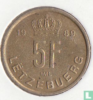 Luxemburg 5 francs 1989 - Afbeelding 1