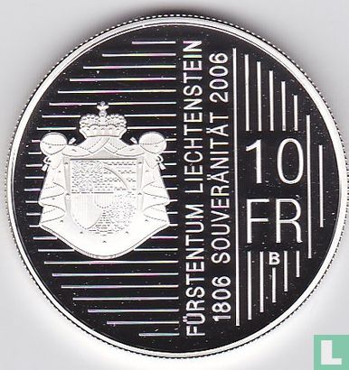 Liechtenstein 10 franken 2006 (PROOF) "200 years of sovereignty" - Image 1