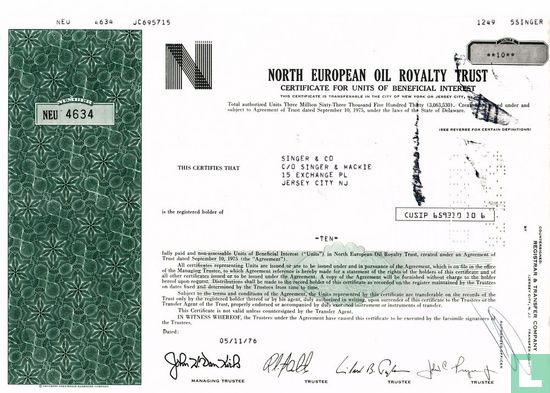 North European Oil Royalty Trust, Certificate for Units of Beneficial Interest
