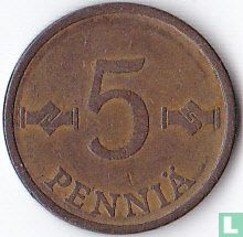 Finlande 5 penniä 1970 - Image 2
