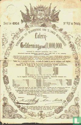 Vereeniging tot bevordering van 's lands weerbaarheid, Loterij Geldleening, aandeel 2,50 Gulden