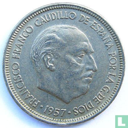 Spanje 5 pesetas 1957 (65) - Afbeelding 2