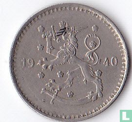 Finland 1 markka 1940 (koper-nikkel) - Afbeelding 1