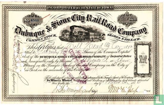 Dubuque & Sioux City Rail Road Company, Odd share certificate, Common capital stock