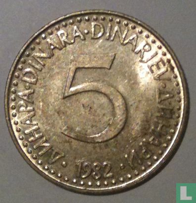 Jugoslawien 5 Dinara 1982 - Bild 1