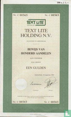 Text Lite Holding, Bewijs van honderd aandelen, elk een gulden