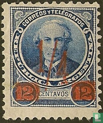 Juan Bautista Alberdi, with overprint