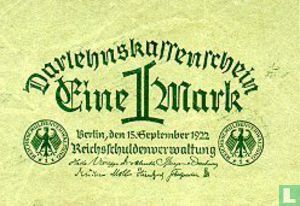Reichsdenkenverwaltung, 1 Mark 1922 (S.61 - Ros.73d) - Bild 1