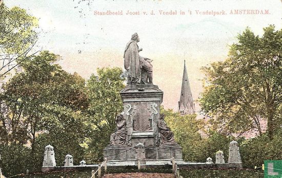 Standbeeld  Joost  v. d. Vondel in 't Vondelpark.