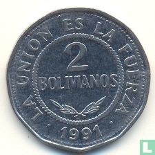 Bolivie 2 bolivianos 1991 - Image 1