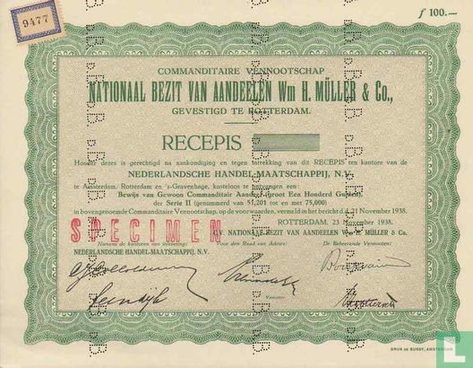 Nationaal Bezit van Aandeelen Wm H. Muller & Co., Recepis, blankette