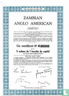 Zambian Anglo American Limited, 5 actions de 1 kwacha du capital