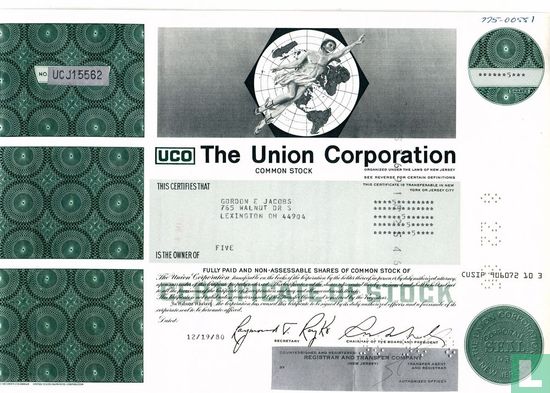 The Union Corporation, Odd share certificate, Common stock