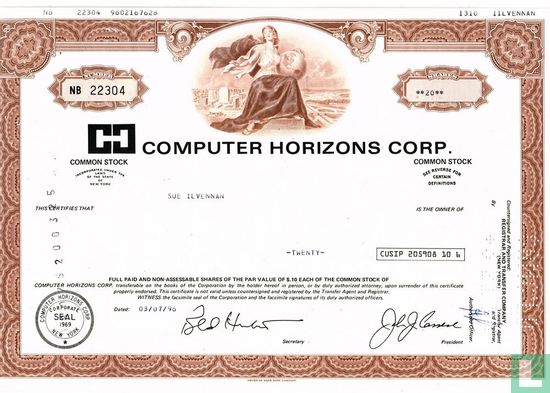 Computer Horizons Corp., Odd share certificate, Common stock