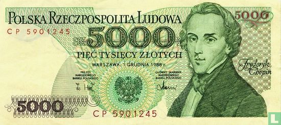Pologne 5.000 Zlotych 1988 - Image 1