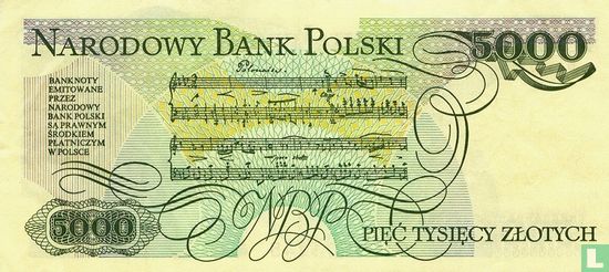 Pologne 5.000 Zlotych 1988 - Image 2