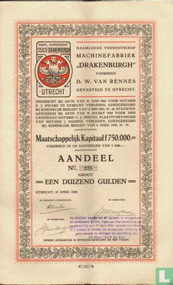 Machinefabriek "Drakenburgh", Aandeel, 1.000,= Gulden