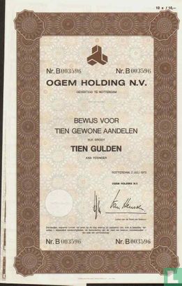 Ogem Holding N.V., Bewijs voor tien gewone aandelen elk groot tien gulden