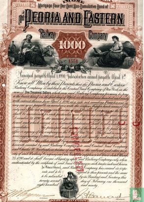 The Peoria and Eastern Railway Company, 4% Non-cumulative Bond certificate