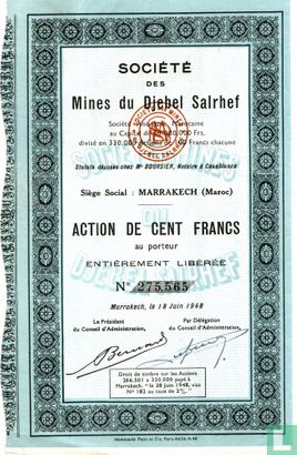 Societe des Mines du Djebel Salrhef, Action de cents Francs