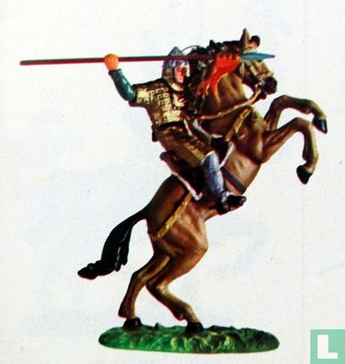 Normandier op stijgerend paard met speer