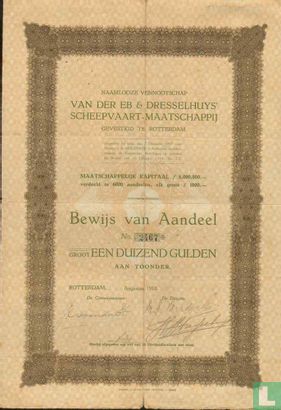 Van der Eb & Dresselhuys' Scheepvaart-Maatschappij, Bewijs van aandeel 1.000,= Gulden