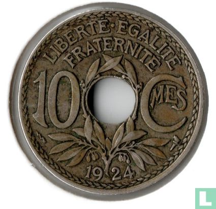 France 10 centimes 1924 (thunderbolt) - Image 1