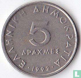 Griekenland 5 drachmes 1992 - Afbeelding 1